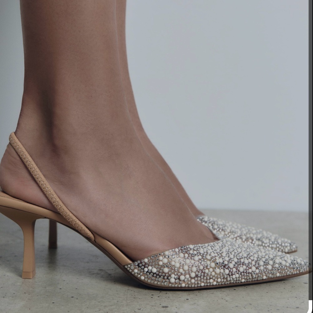Gold glitter heels